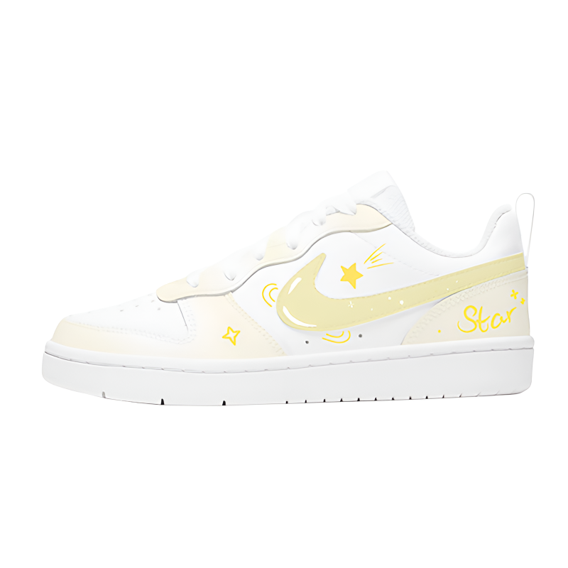 Nike Nike Court Borough Star Milk Order Leather Low top Kids' Skateboarding Shoes Yellow Unisex