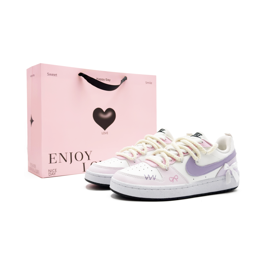 Nike Nike Court Borough Milk Puff Cloud Purple Synthetic Leather Low top Kids' Skateboarding Shoes Pink Purple Teenagers