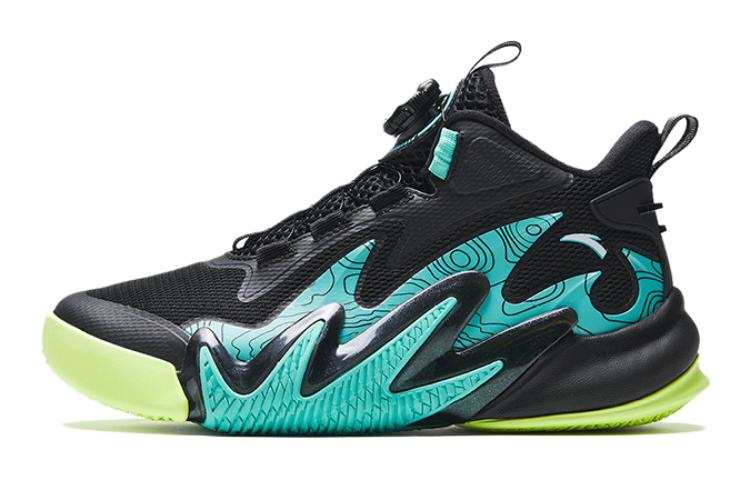 Antakids Comfortable Cushioning Abrasion Resistant Low top Basketball Shoes Black Green Unisex