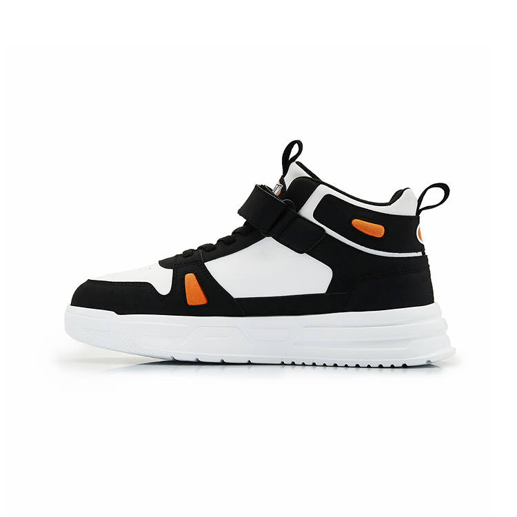 Champion Kids Synthetic Leather Abrasion Resistant Abrasion Resistant Mid top Kids' Skateboarding Shoes Black Orange
