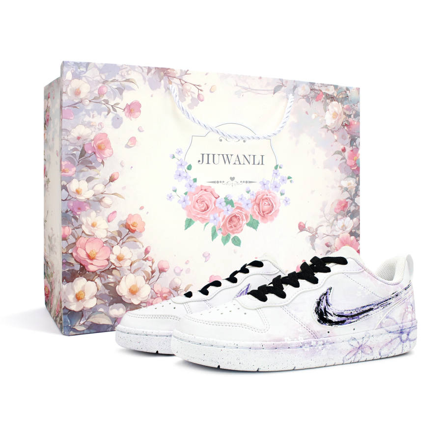 Nike Nike Court Borough Wisteria Leather Slip Resistant Slip Resistant Low top Skateboard Shoes Purple White Kids'