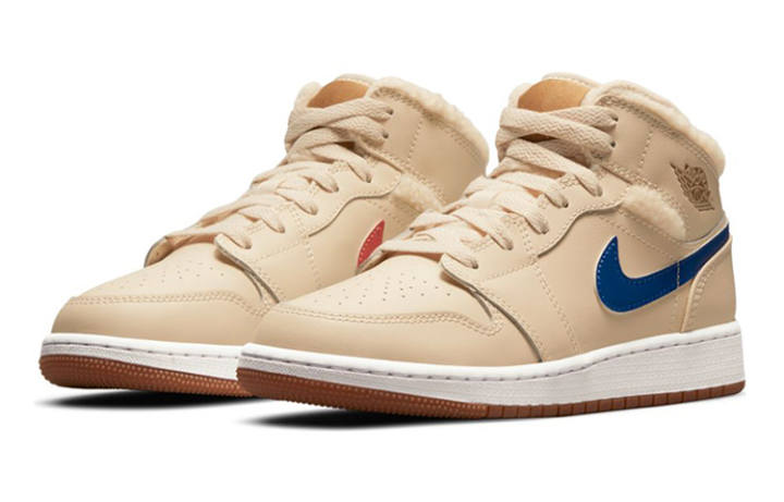 Jordan Jordan 1 Mid Utility Fleece Pearl White GS