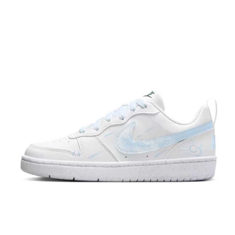 Nike Nike Court Borough Synthetic Leather Low top Kids' Skateboarding Shoes White Blue Teenagers