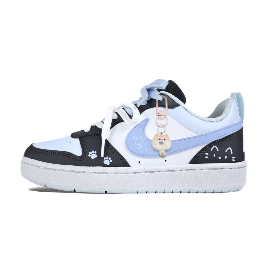 Nike Nike Court Borough Cute Cat Blue Slip Resistant Abrasion Resistant Low top Skateboard Shoes Kids'