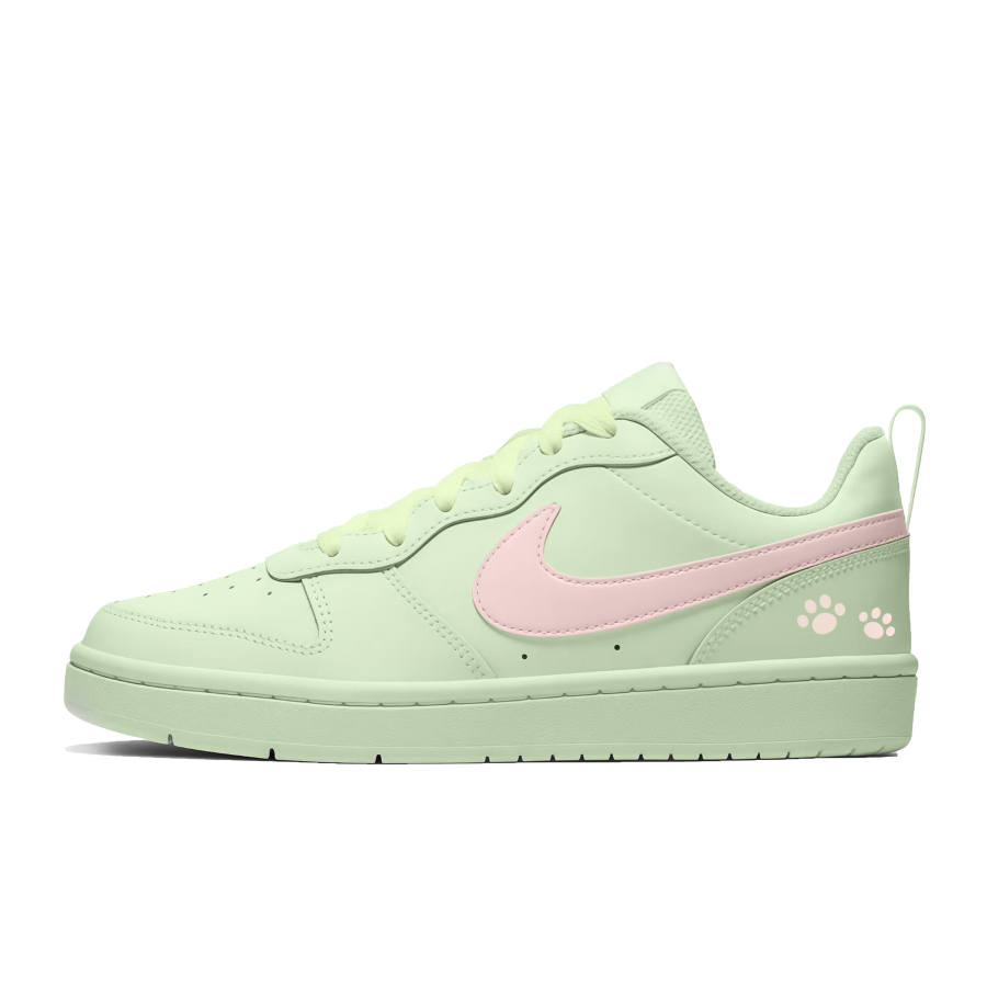 Nike Nike Court Borough Green Plum Cat Paw Leather Cushioning Breathable Low top Kids' Skateboarding Shoes Green Teenagers