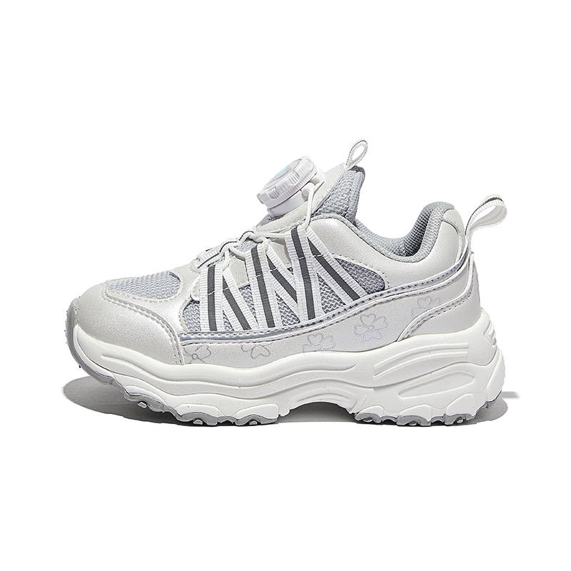 Snoffy Synthetic Leather, Textile Abrasion Resistant Lightweight Cushioning Kids Lifestyle Shoes Silver Gray Kids'