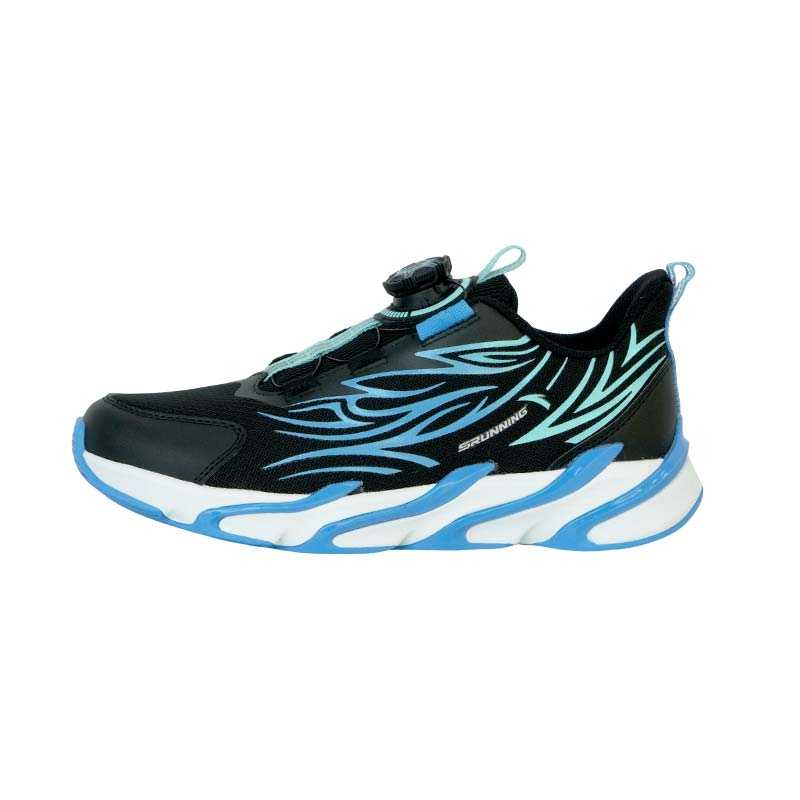 Antakids Synthetic Leather, Textile Low top Running Shoes Black/Watch Blue/Clearwater Blue Teenagers