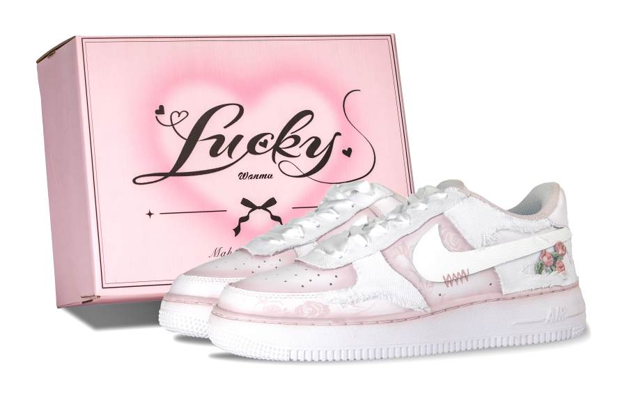 Nike Nike Air Force 1 LE Slip Resistant Abrasion Resistant Low top Kids' Skateboarding Shoes Pink Teenagers