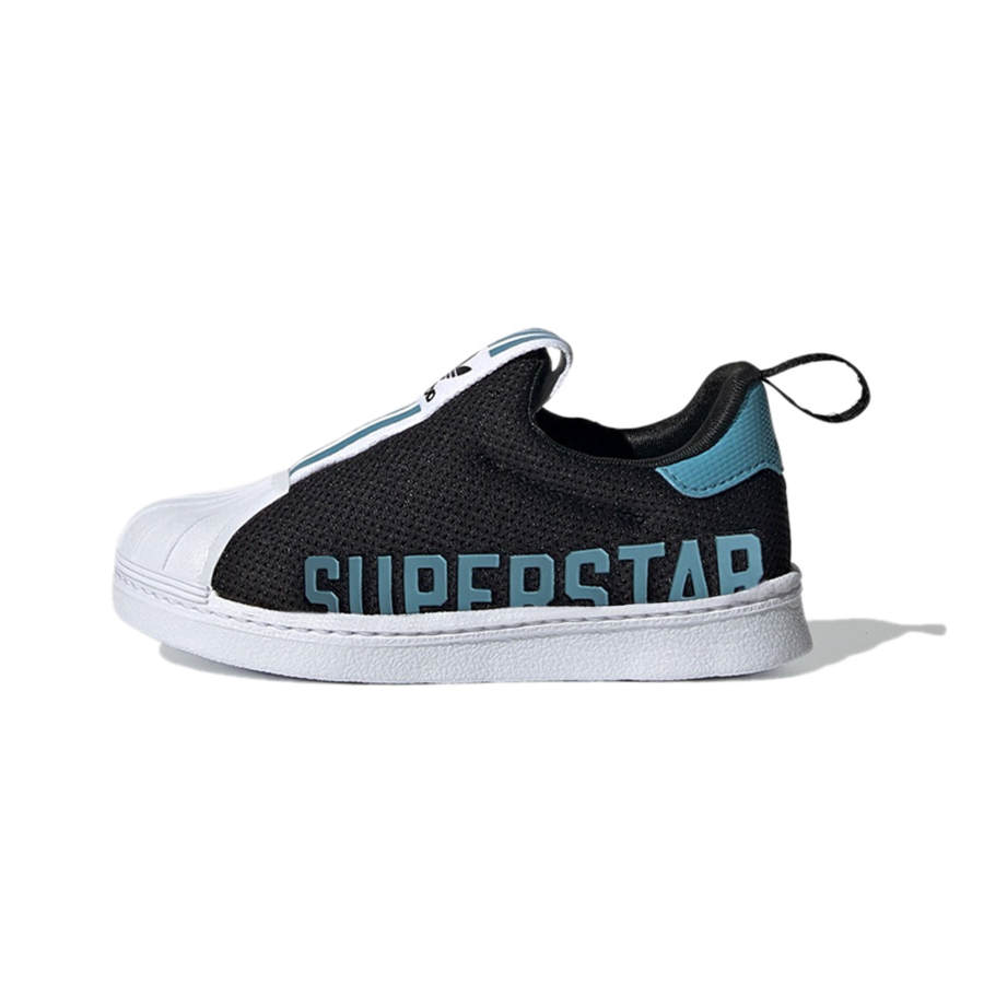 Adidas Originals Superstar 360 X Fabric Abrasion Resistant Breathable Low top Toddler Shoes Black Blue