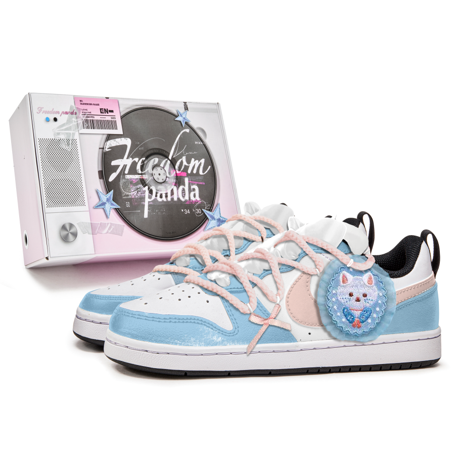 Nike Nike Court Borough Slip Resistant Cushioning Abrasion Resistant Low top Kids' Skateboarding Shoes Blue Pink Teenagers