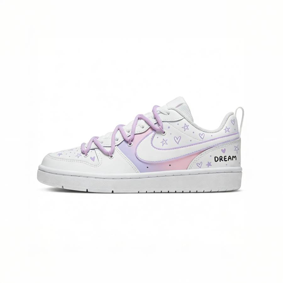 Nike Nike Court Borough 2 Dreamy Nebula Leather Slip Resistant And Breathable Balance Low top Kids' Skateboarding Shoes