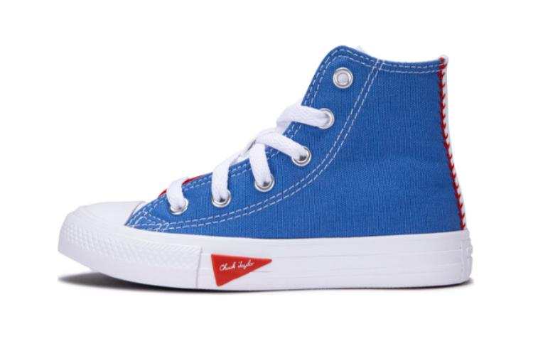 Converse Chuck Taylor All Star Lace Up Abrasion Resistant Breathable High top Kids Canvas Shoes Blue Red