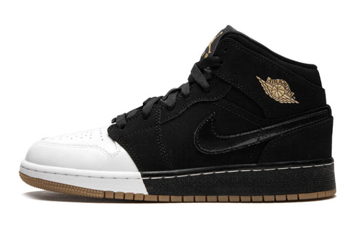 Jordan Jordan 1 Mid Black White Gold GS