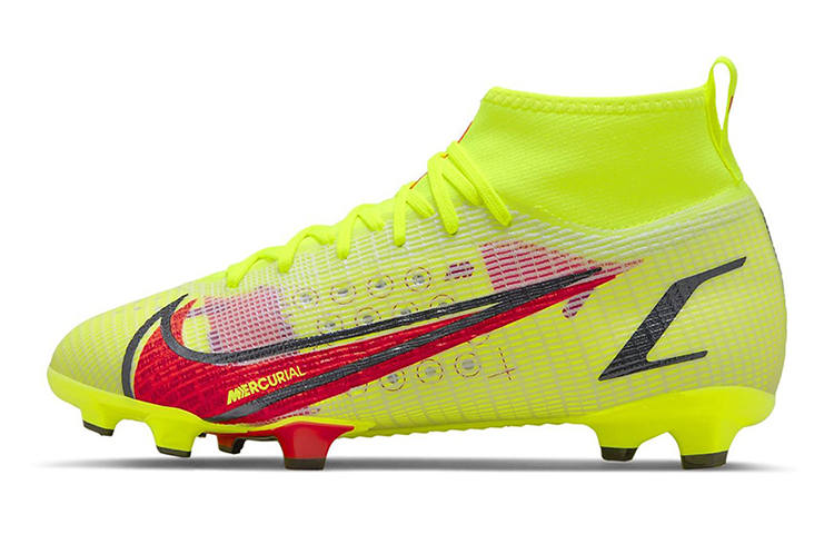 Nike Nike JR Superfiy 8 Pro Slip Resistant Cushioning Abrasion Resistant Mid top Kids' Soccer Shoes Neon Yellow Kids'
