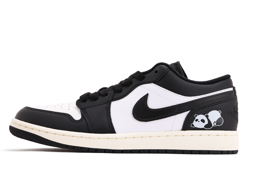 Jordan Jordan Air Jordan 1 Leather Slip Resistant Abrasion Resistant Low top Children's Basketball Shoes Black Teenagers