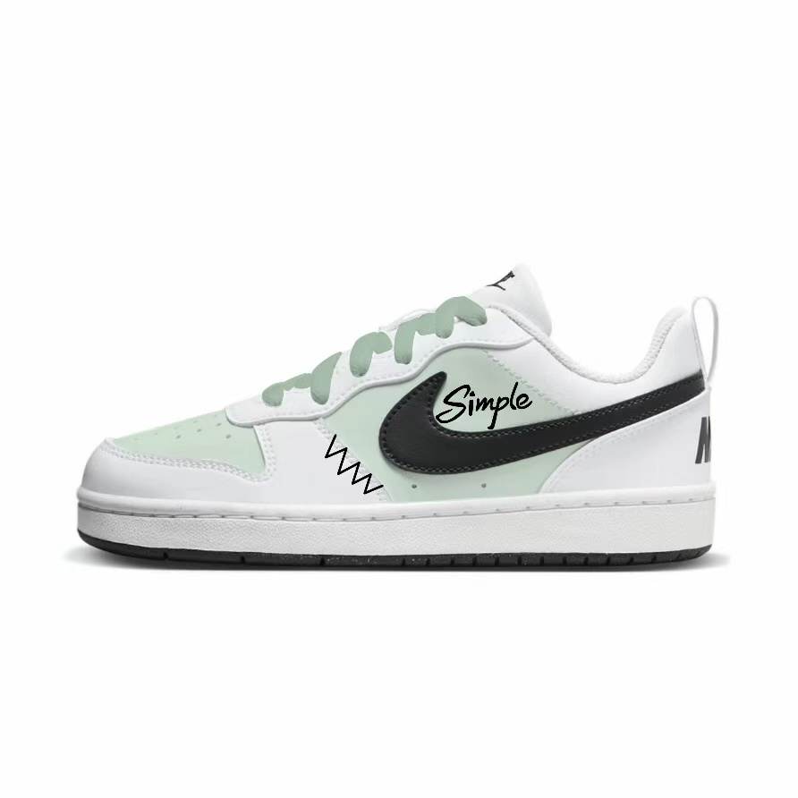 Nike Nike Court Borough Green White Simple Sketch Synthetic Leather Low top Kids' Skateboarding Shoes White Green Teenagers