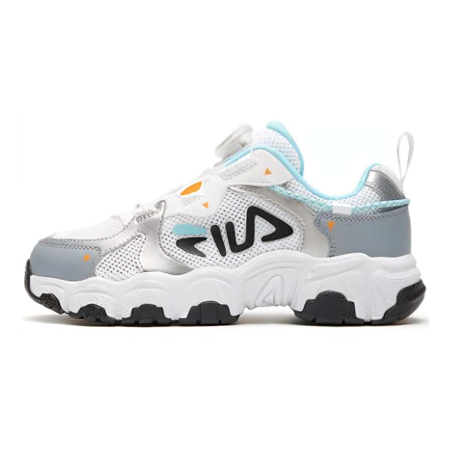 FILA KIDS Cat Paw Shoes Slip Resistant Low top Kids' Running Shoes White Silver Gray Unisex