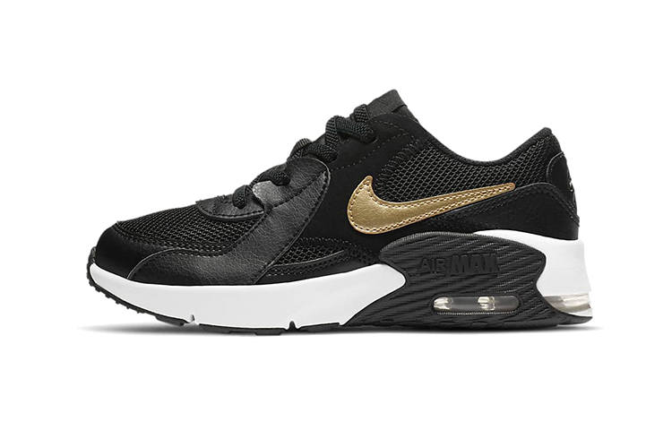 Nike Nike Air Max Excee Casual Abrasion Resistant Low top Kids Lifestyle Shoes Black Gold Children Aged 3 7 Years Old