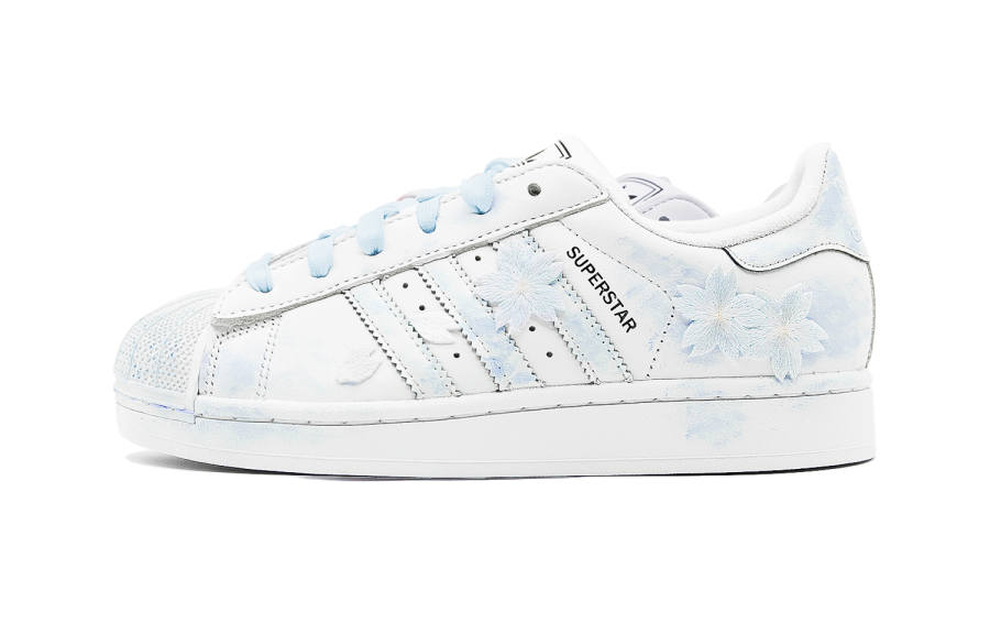 Adidas Originals SUPERSTAR Blue Tide Sakura Low top Kids' Skateboarding Shoes Blue White Teenagers