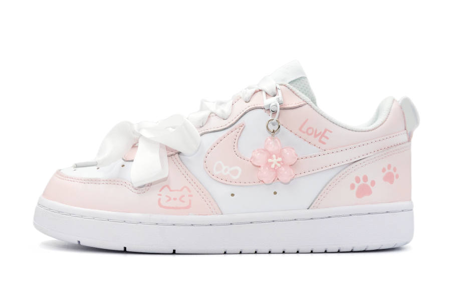 Nike Nike Court Borough Laimofang Box, Cherry Blossom Letter Leather Slip Resistant Cushioning Abrasion Resistant