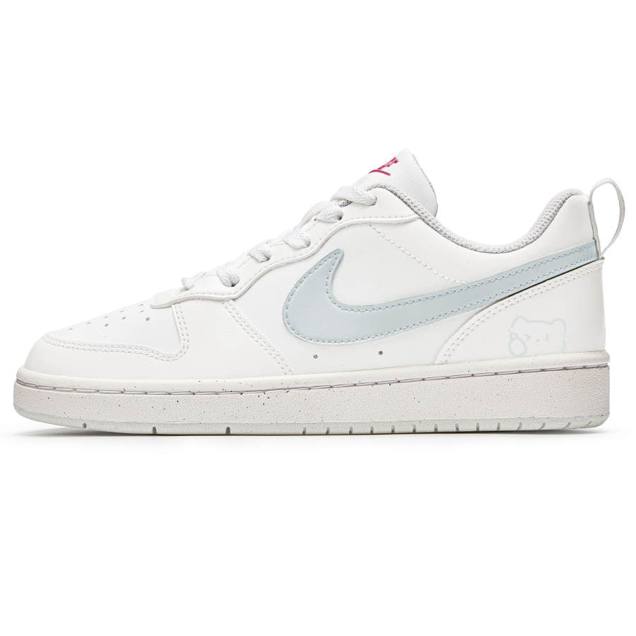 Nike Nike Court Borough Wealth Kitten Leather Abrasion Resistant Low top Kids' Skateboarding Shoes Beige Blue Teenagers