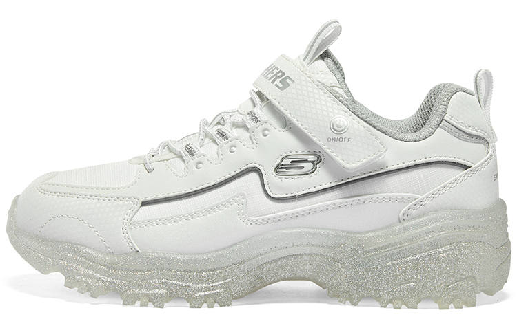 Skechers Girls Cushioning Abrasion Resistant Cushioning, Wear Resistant Low top Kids Lifestyle Shoes White Silver