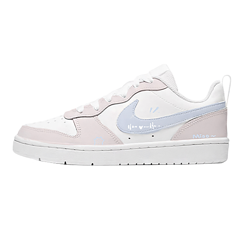 Nike Nike Court Borough Pink Mist Meow Leather Low top Kids' Skateboarding Shoes Light Pink Unisex