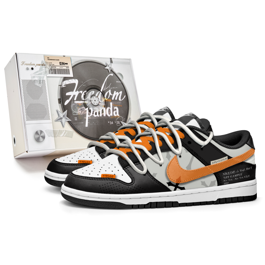 Nike Nike Dunk Chloe Slip Resistant Abrasion Resistant Low top Kids' Skateboarding Shoes Black Orange Teenagers