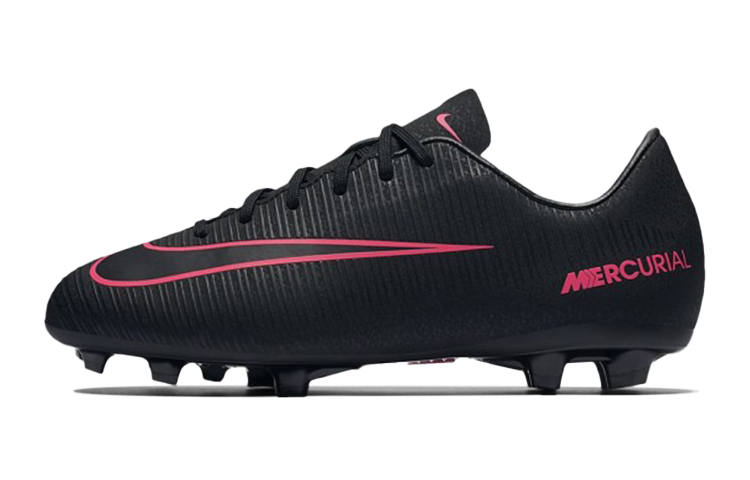 Nike Nike Mercurial Victory Jr. 6 FG Slip Resistant, Abrasion Resistant, Lightweight Low top Soccer Shoes Black Pink Kids'