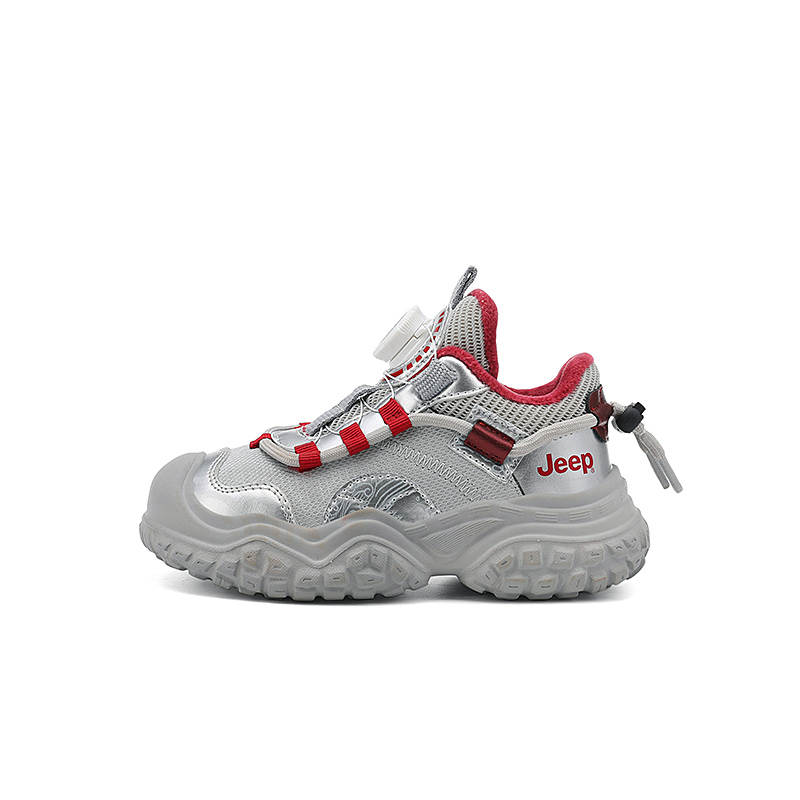 Jeep Synthetic Leather Low top Kids Lifestyle Shoes Silver Red Kids'