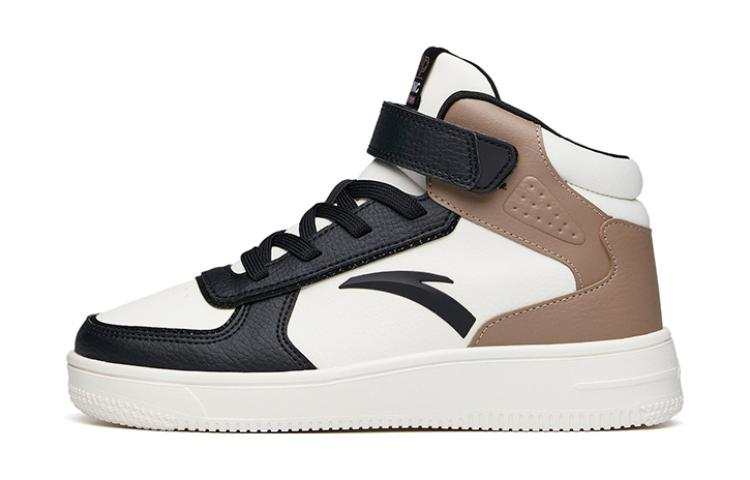 Antakids Anta High top Skateboard Shoes White And Black Coffee Teenagers