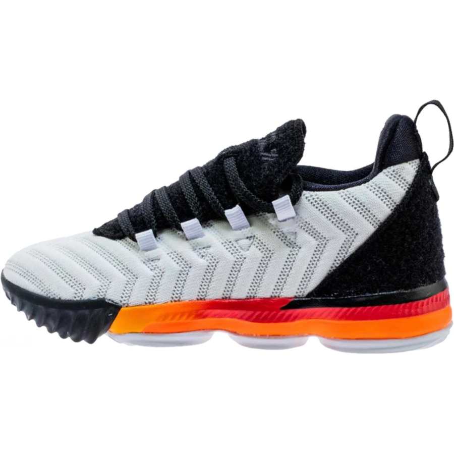 Nike Nike Lebron 16 Abrasion Resistant Low top Children's Basketball Shoes White Black Children Aged 3 7 Years Old