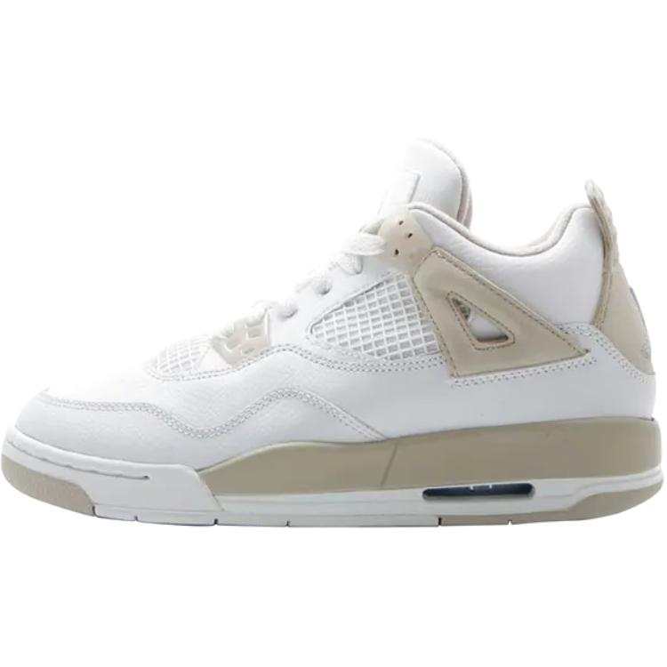 Jordan Jordan Air Jordan 4 Leather Mid top Children's Basketball Shoes White Teenagers