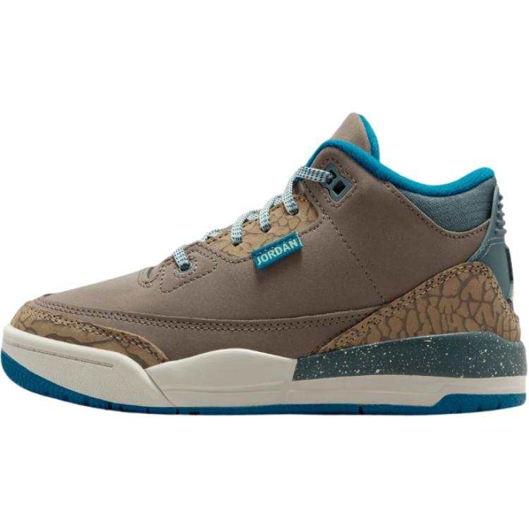 Jordan Jordan Air Jordan 3 Mid top Children's Basketball Shoes Gray Brown Children Aged 3 7 Years Old
