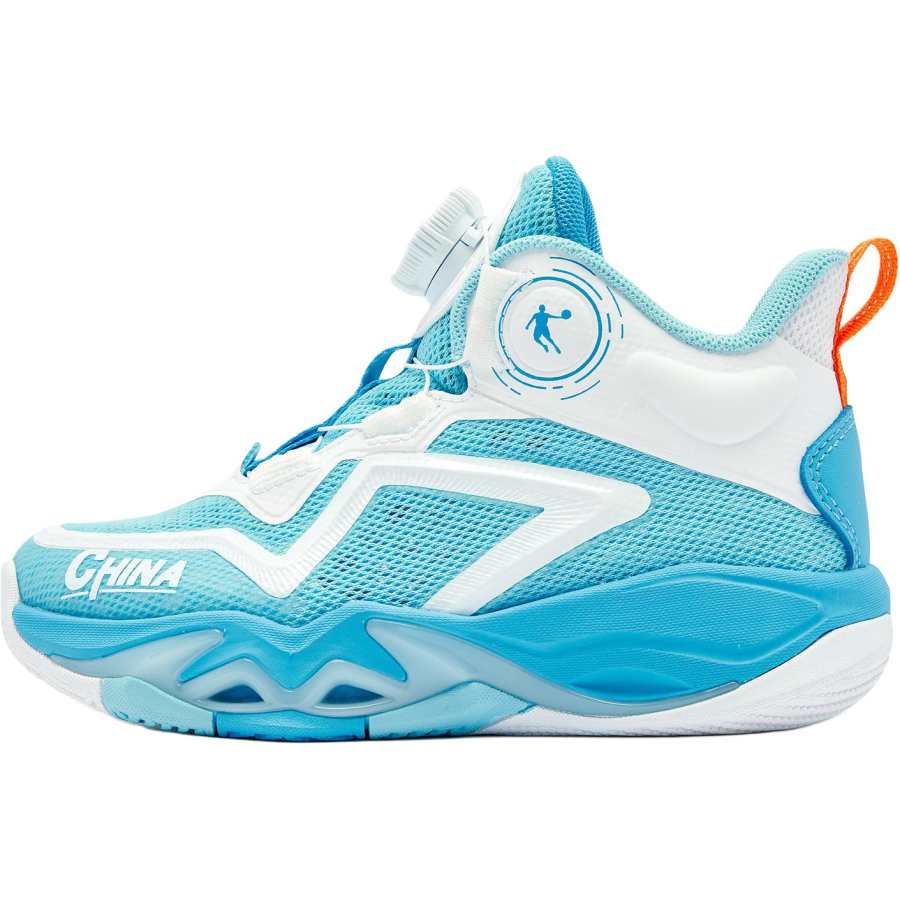 QIAODAN Slip Resistant Cushioning Low top Children's Basketball Shoes Blue Children Aged 3 7 Years Old