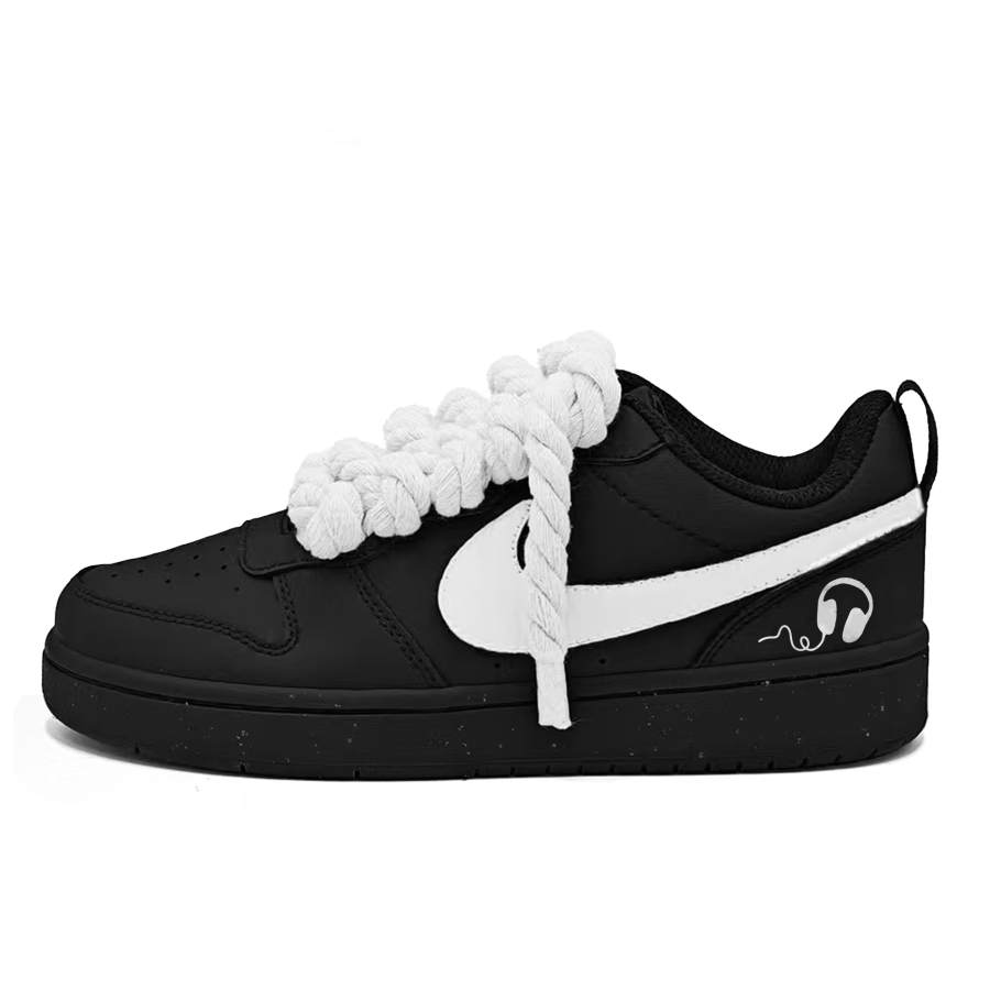 Nike Nike Court Borough Restrain Black Tide Shoes Leather Slip Resistant Slip Resistant Low top Kids' Skateboarding Shoes