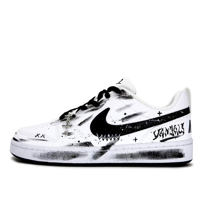 Nike Nike Court Borough Ink Splatter Graffiti, Inspired By Popcorn Synthetic Leather Abrasion Resistant Low top