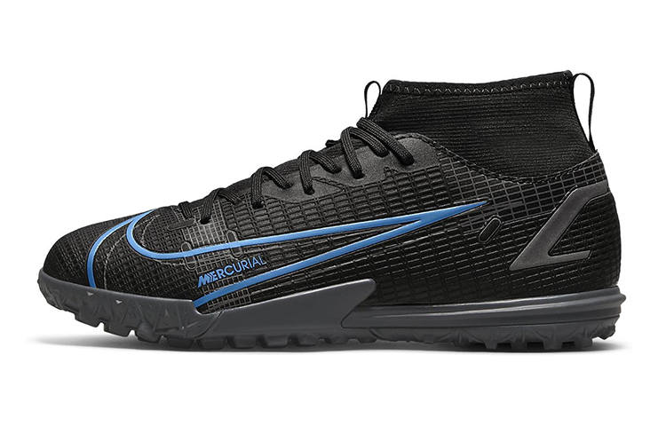 Nike Nike Mercurial Superfly 8 Jr Assassin 14 Academy TF Grassland Mid top Soccer Shoes Black Blue Kids'