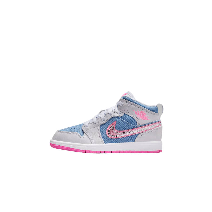 Jordan Jordan 1 Breathable Mid top Kids' Skateboarding Shoes Pink White Kids'