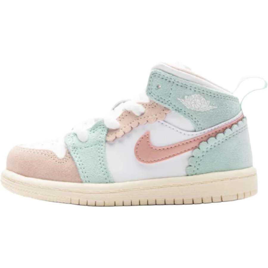 Jordan Jordan Air Jordan 1 Abrasion Resistant Abrasion Resistant High top Children's Basketball Shoes Pink Green Kids'