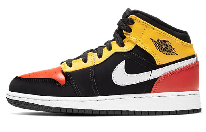Jordan Jordan 1 Mid Black Amarillo Team Orange GS