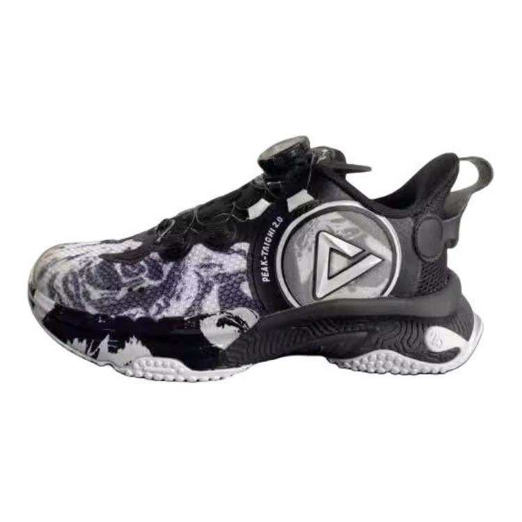 PEAK Slip Resistant Abrasion Resistant Low top Kids' Running Shoes Black White Kids'