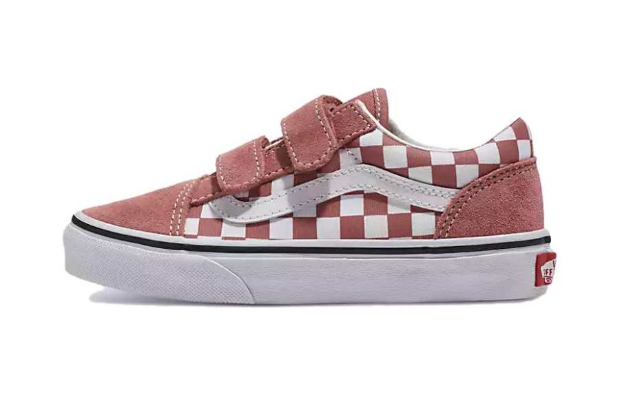 Vans Slip Resistant Cushioning Low top Kids' Skateboarding Shoes Red White Pre school