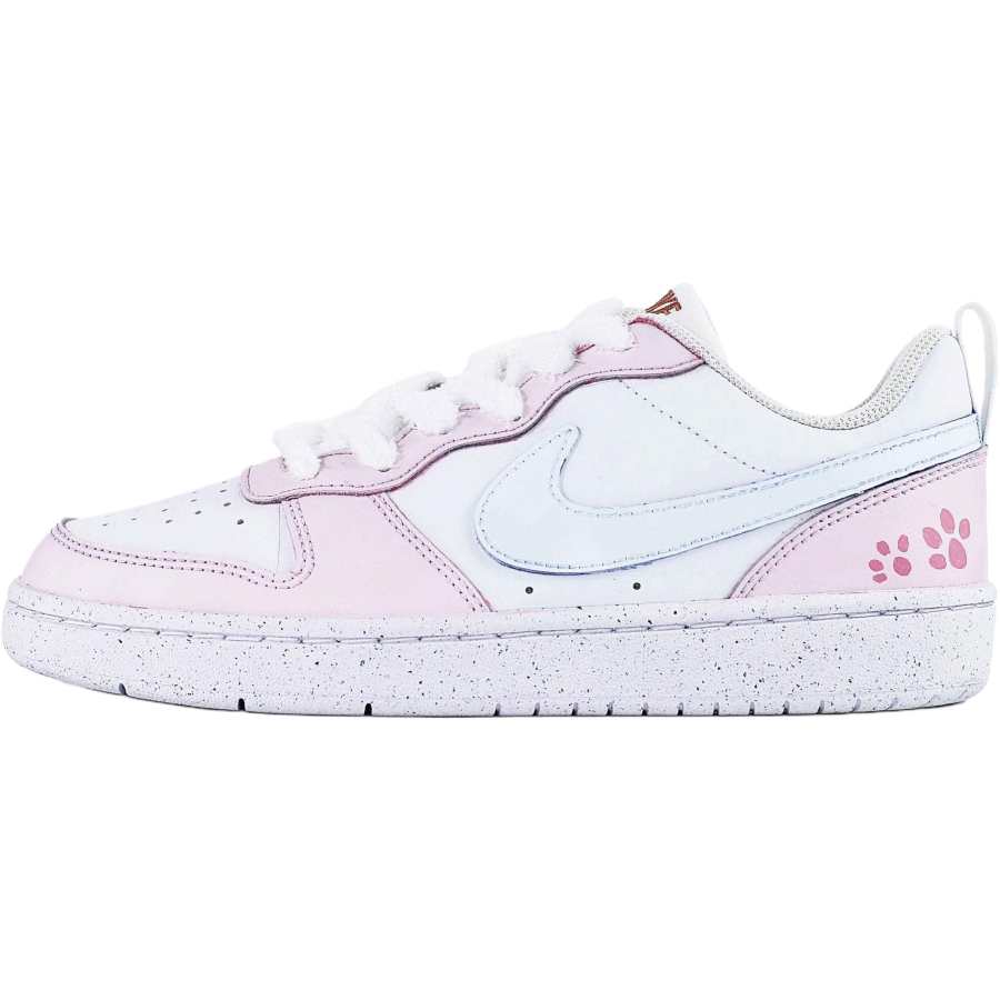 Nike Nike Court Borough Cat Paw Sweetheart Leather Slip Resistant Abrasion Resistant Low top Kids' Skateboarding Shoes Pink