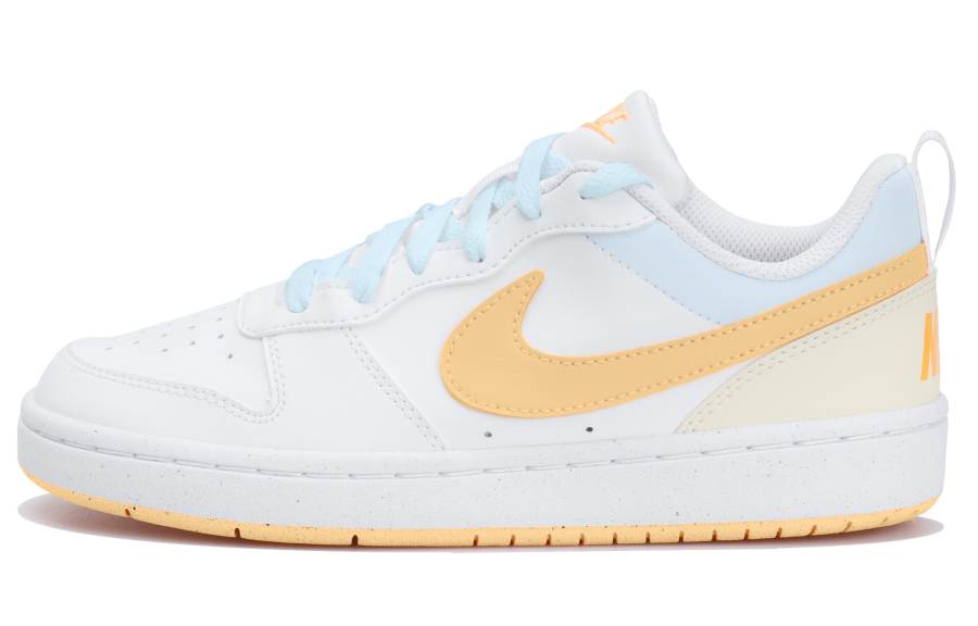 Nike Nike Court Borough Synthetic Leather Low top Kids' Skateboarding Shoes White Orange Blue Teenagers