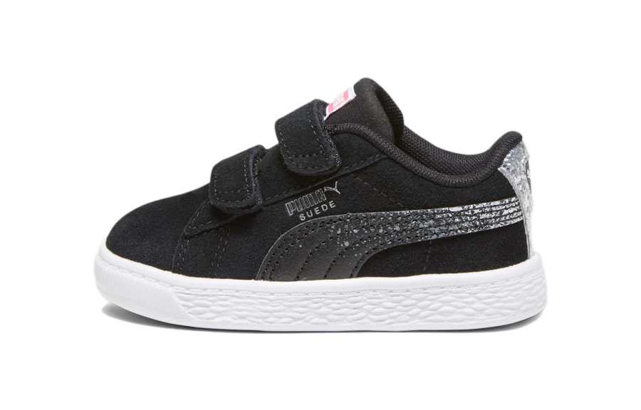 PUMA Suede Comfortable Abrasion Resistant Breathable Low top Kids' Skateboarding Shoes Black White