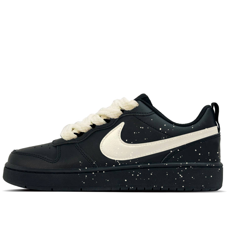Nike Nike Court Borough Star Beige Leather Slip Resistant Abrasion Resistant Low top Kids' Skateboarding Shoes Black