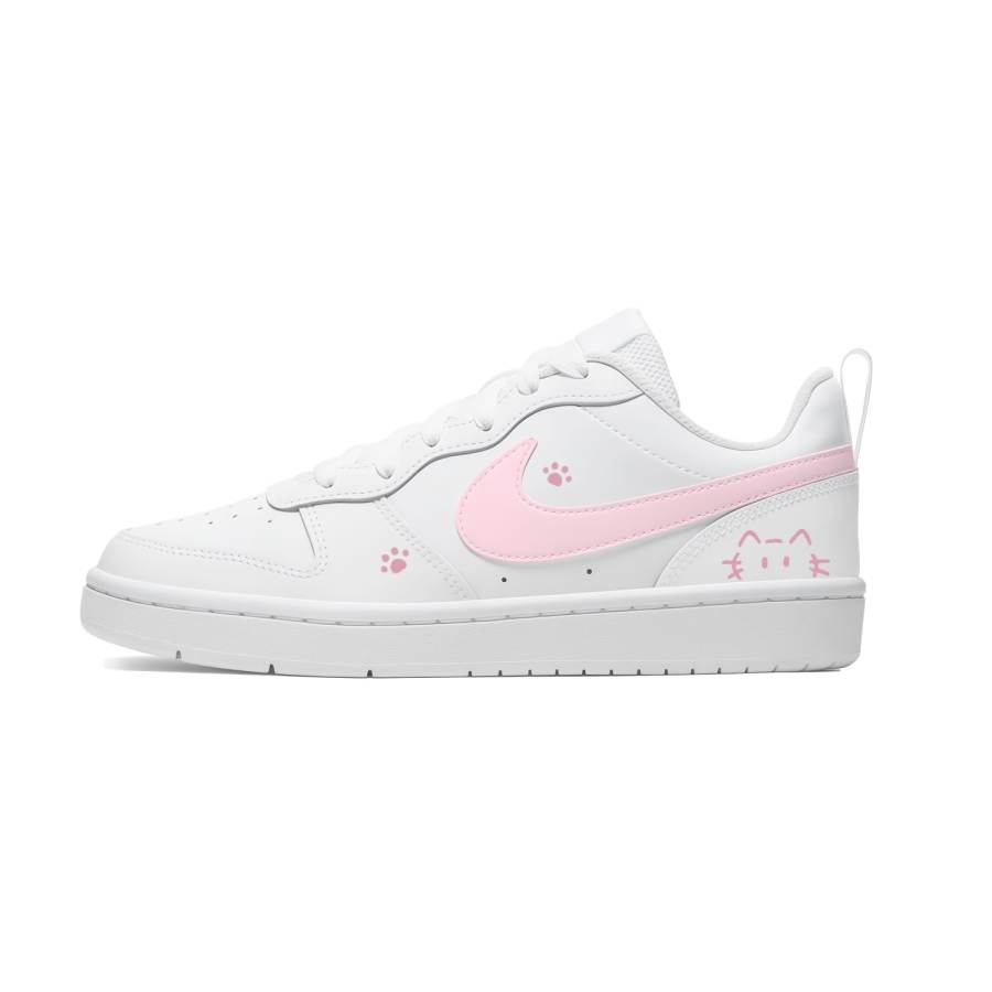 Nike Nike Court Borough Kitten Pink Slip Resistant Abrasion Resistant Cushioning Low top Kids' Skateboarding Shoes White