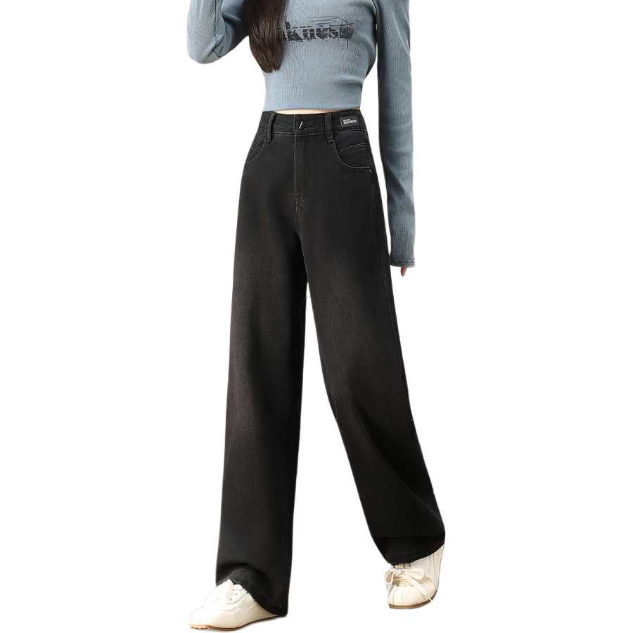 Tonlion Jeans Women's Black Moderate Wide Leg Pants