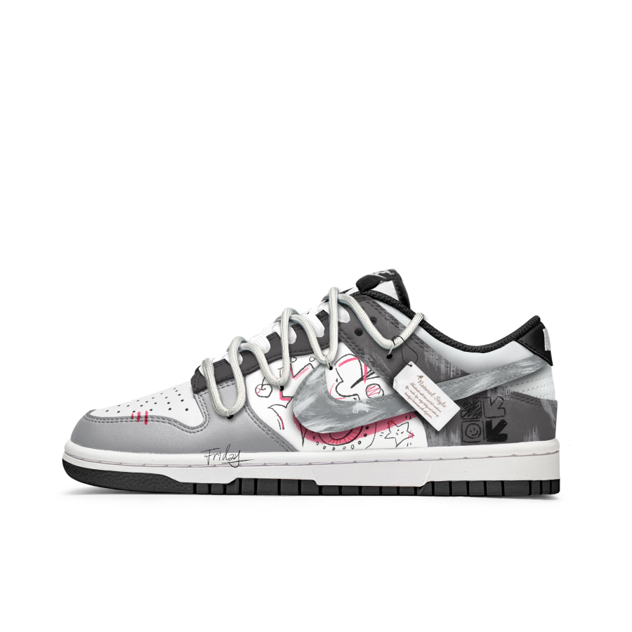 Nike Nike Dunk Slip Resistant Abrasion Resistant Low top Kids' Skateboarding Shoes Gray Pink Teenagers